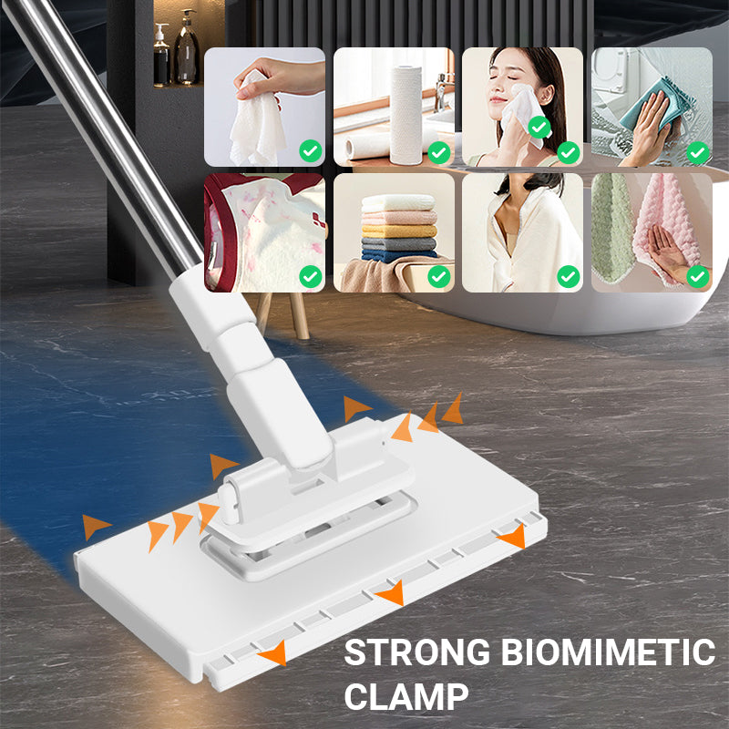 Clamp Mop with 4 Reusable Cloths 39.4 Inch Handle