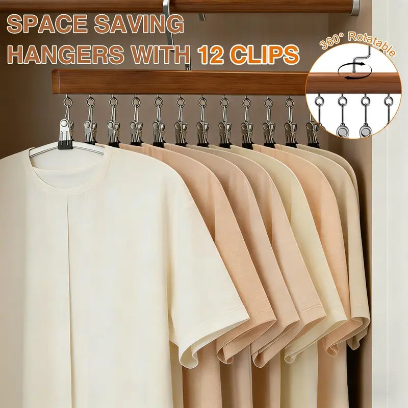 Clip Hanger with 12 Clips 15.75 Inch Wood
