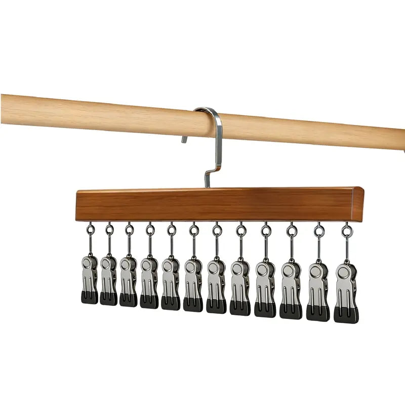 Clip Hanger with 12 Clips 15.75 Inch Wood