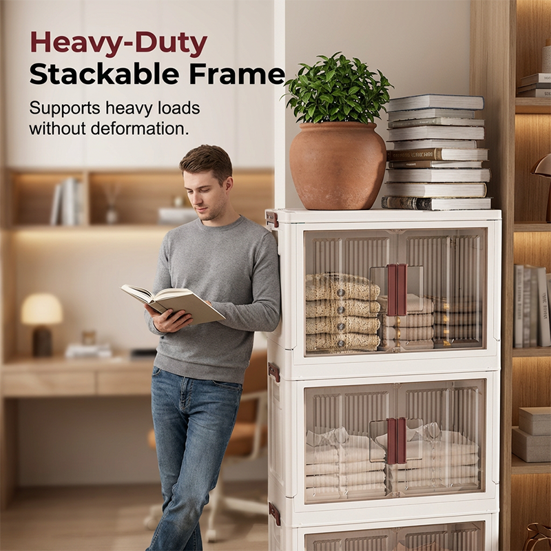 Collapsible Storage Cabinet with Magnetic Doors 1 to 3 Tier