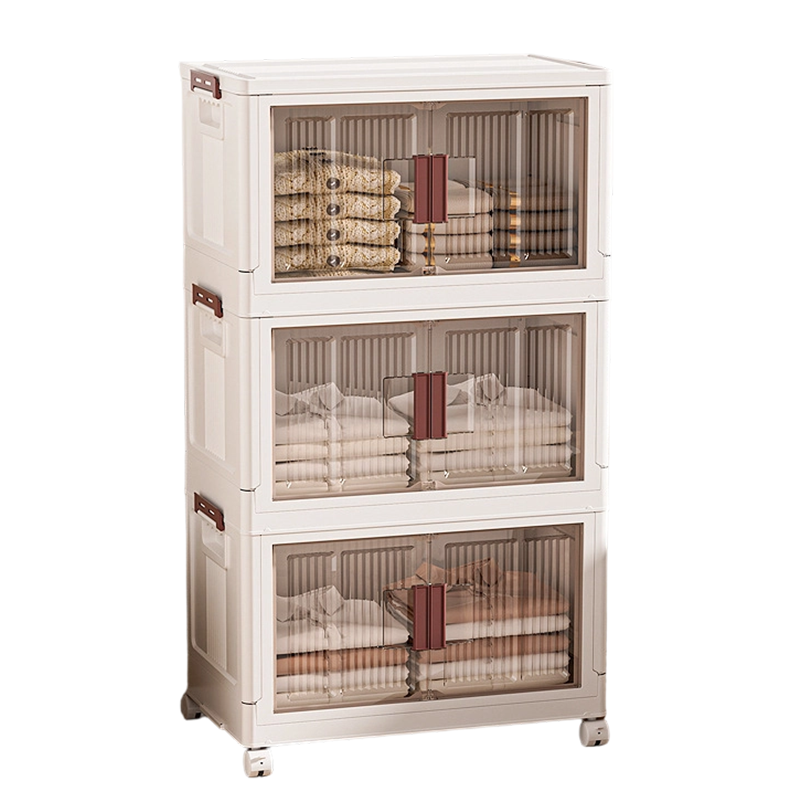 Collapsible Storage Cabinet with Magnetic Doors 1 to 3 Tier