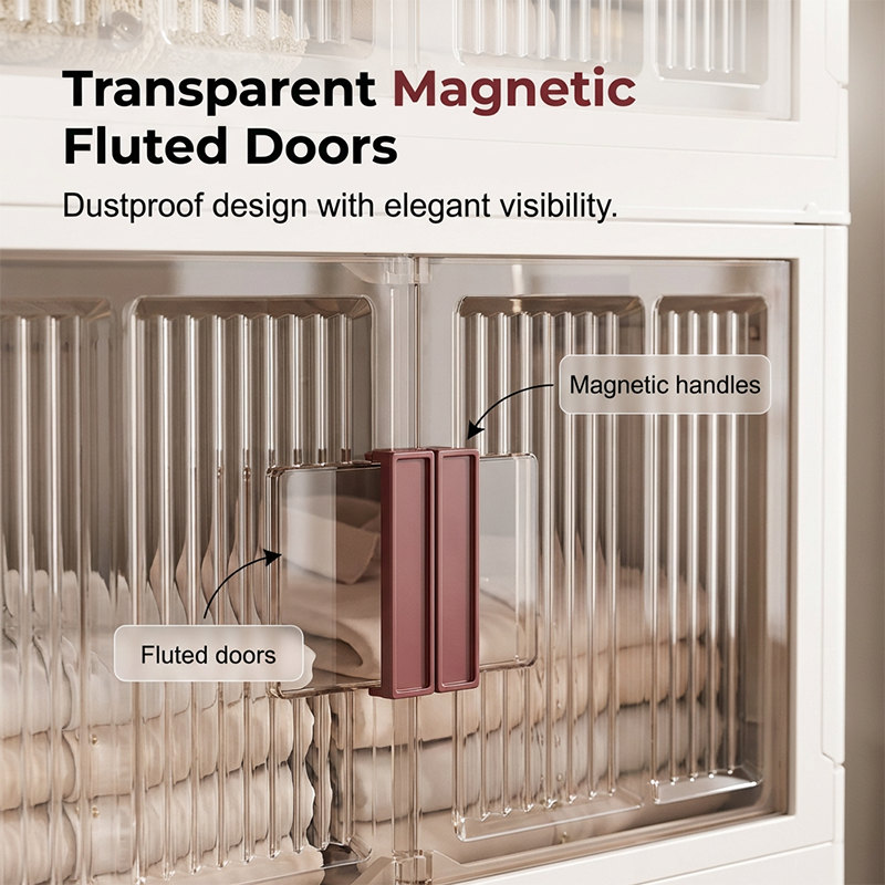 Collapsible Storage Cabinet with Magnetic Doors 1 to 3 Tier