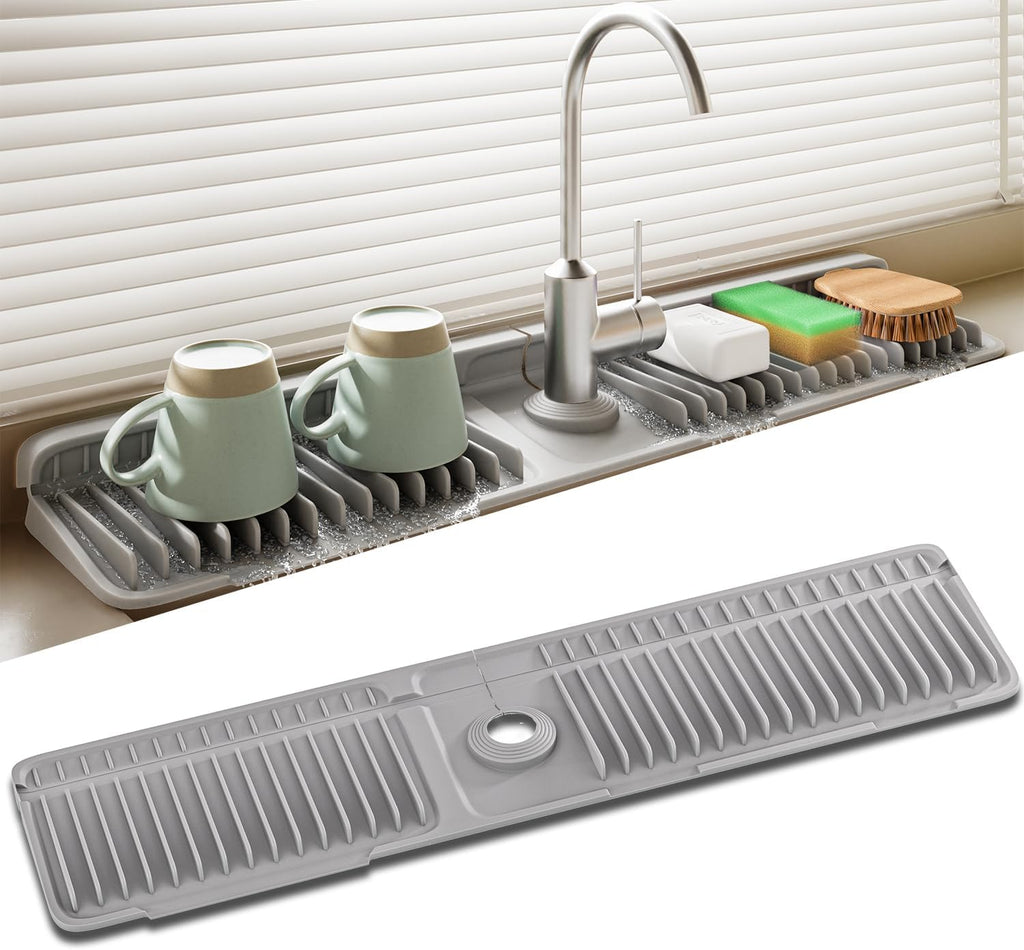 Faucet Splash Guard Mat Silicone 17.7 x 5.5 Inch