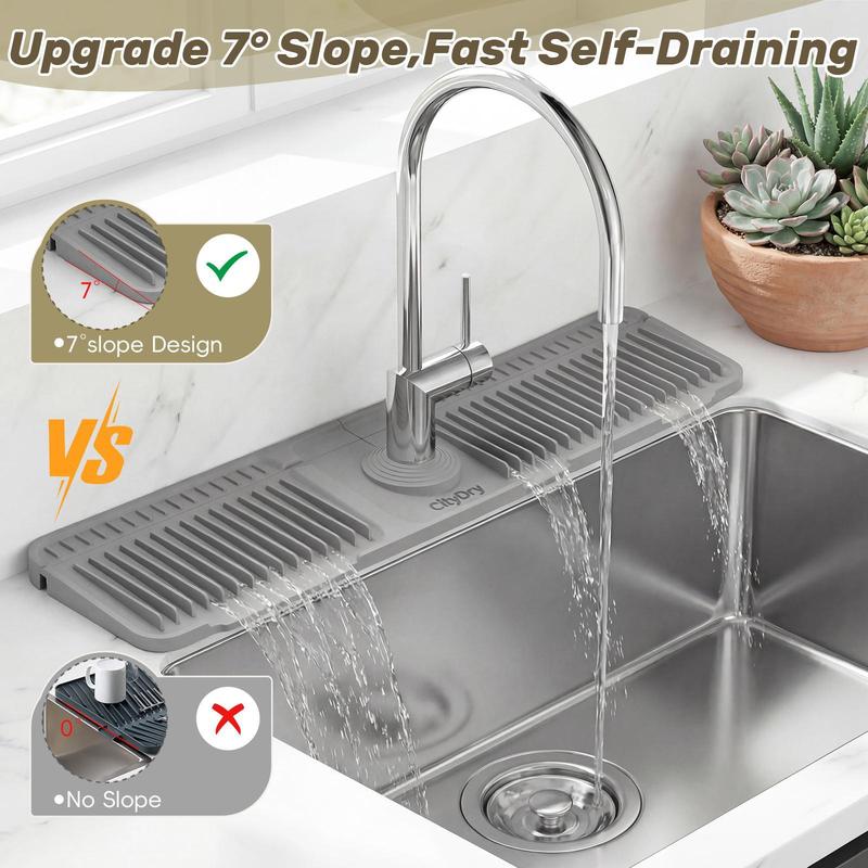 Faucet Splash Guard Mat Silicone 17.7 x 5.5 Inch