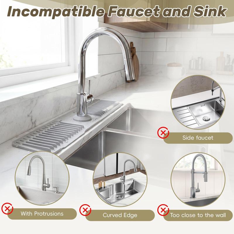 Faucet Splash Guard Mat Silicone 17.7 x 5.5 Inch