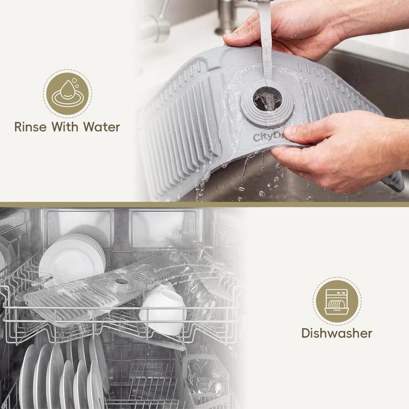 Faucet Splash Guard Mat Silicone 17.7 x 5.5 Inch