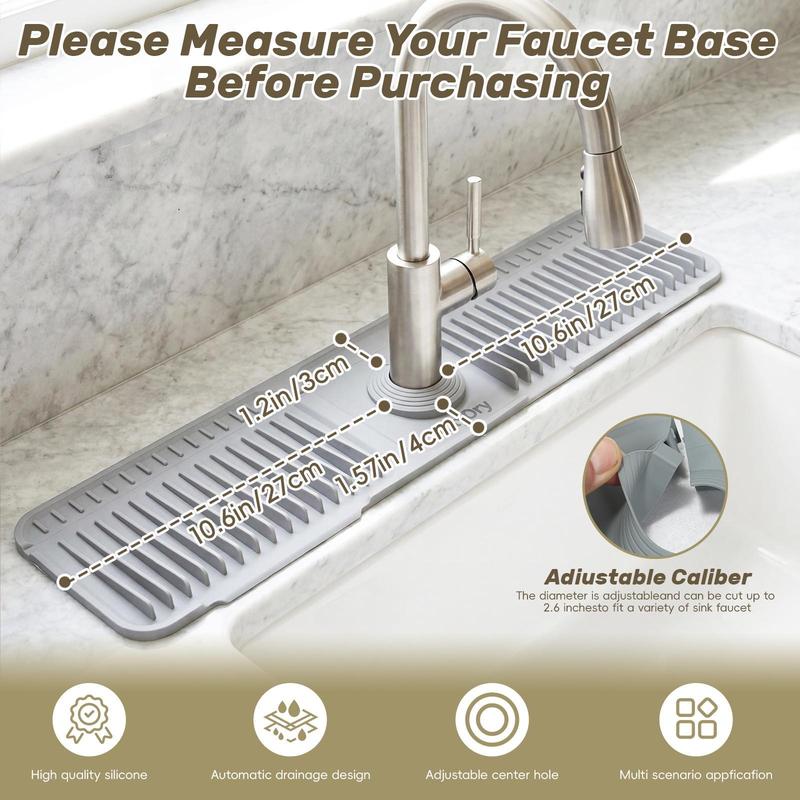 Faucet Splash Guard Mat Silicone 17.7 x 5.5 Inch