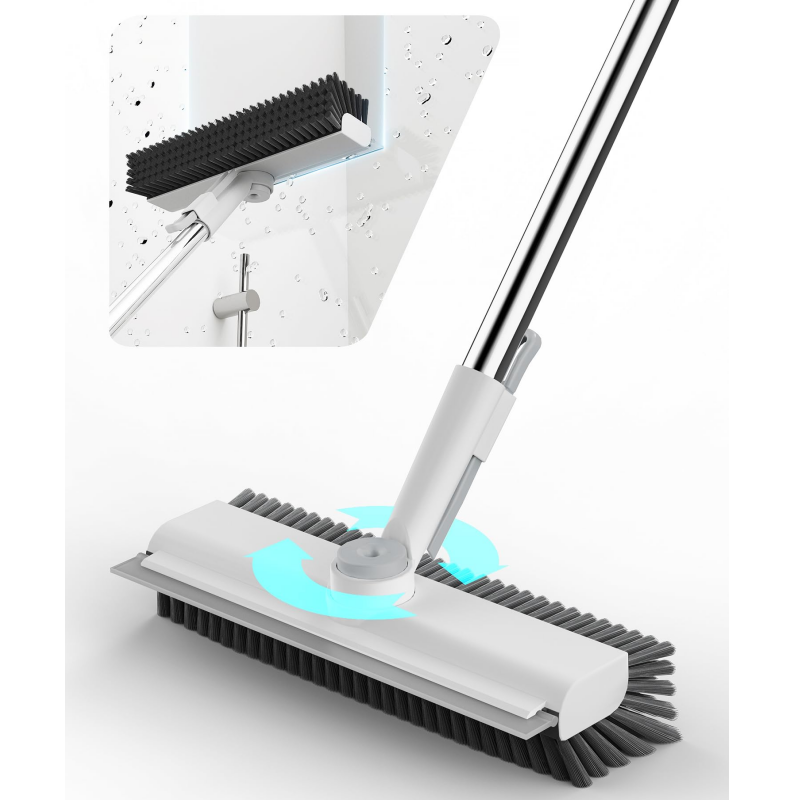 Floor Scrub Brush 3 in 1 with Squeegee 54.3 Inch Handle
