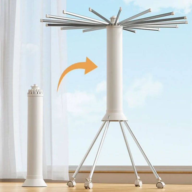 Folding Clothes Drying Rack Umbrella Style 4 Legs White