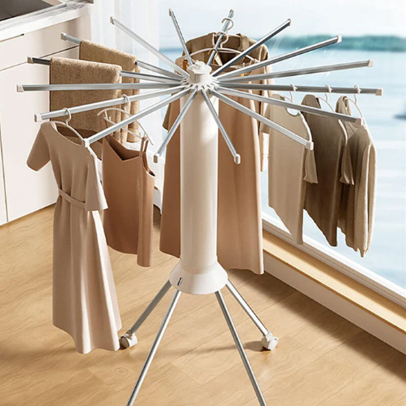 Folding Clothes Drying Rack Umbrella Style 4 Legs White