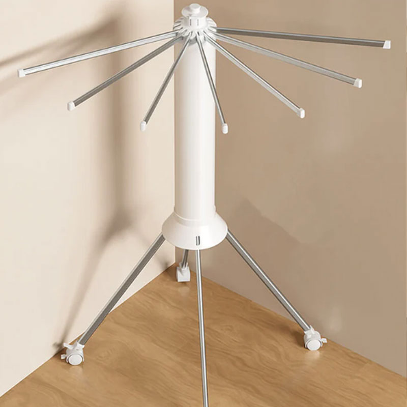 Folding Clothes Drying Rack Umbrella Style 4 Legs White