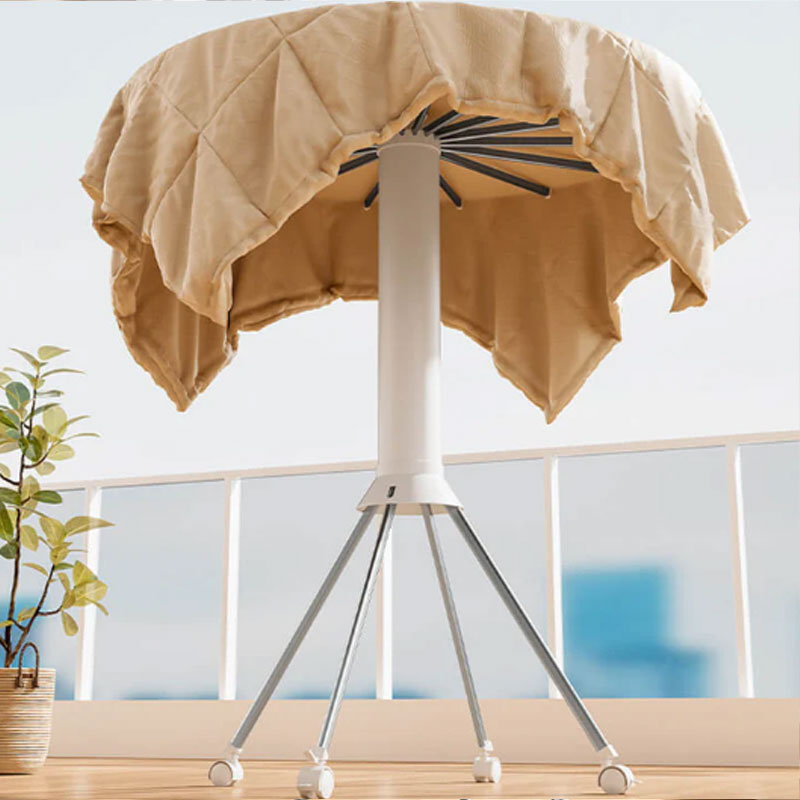 Folding Clothes Drying Rack Umbrella Style 4 Legs White