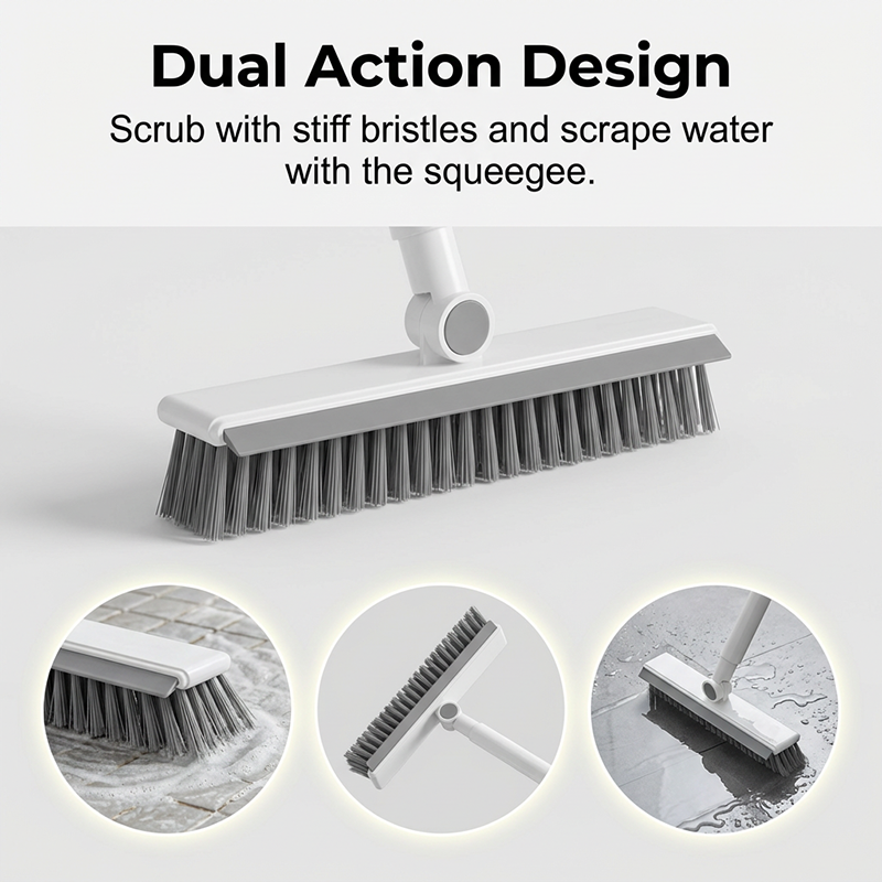 Grout Scrub Brush with Squeegee and Long Handle 41.7 Inch