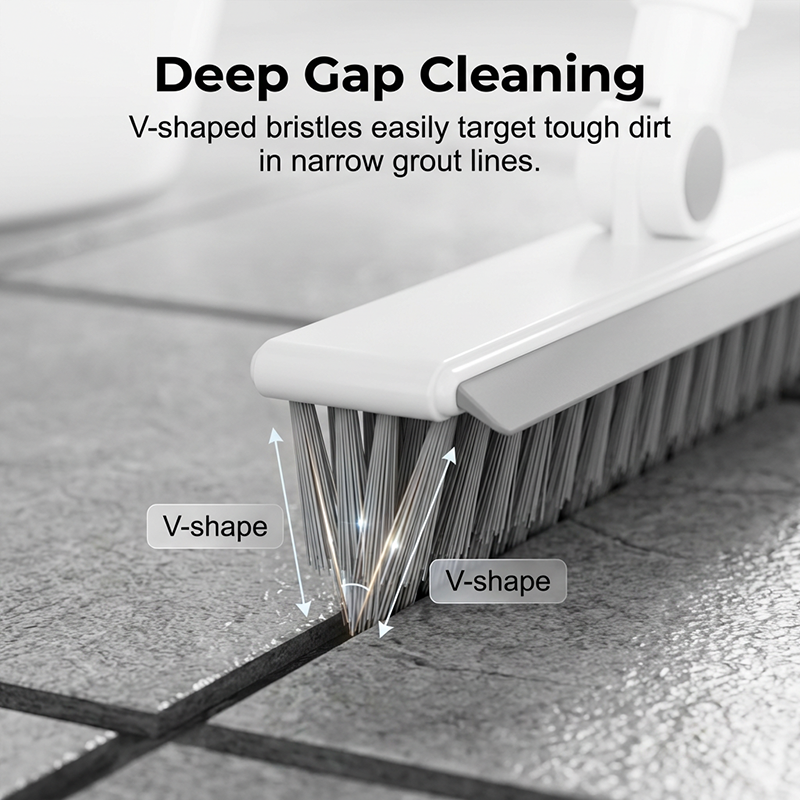 Grout Scrub Brush with Squeegee and Long Handle 41.7 Inch