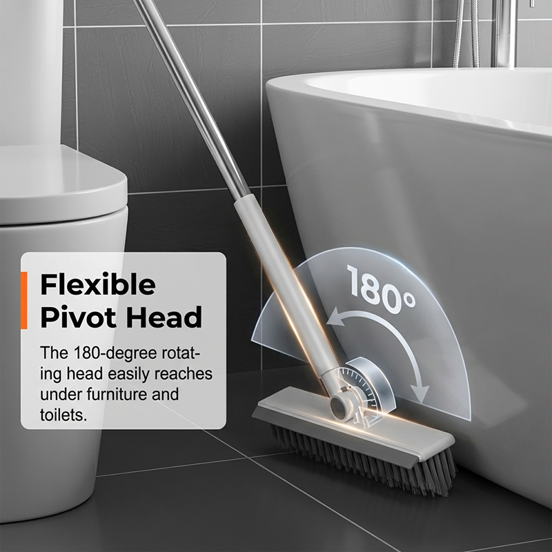Grout Scrub Brush with Squeegee and Long Handle 41.7 Inch
