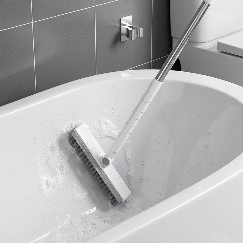 Grout Scrub Brush with Squeegee and Long Handle 41.7 Inch