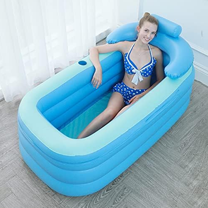 Inflatable Bathtub 63 x 33.1 x 29.1 Inch Blue PVC