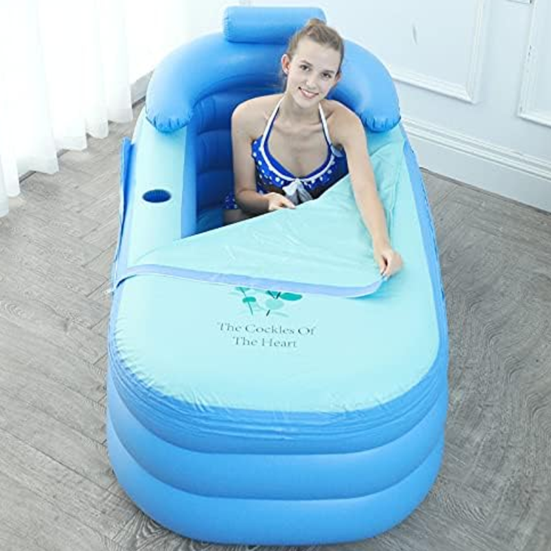 Inflatable Bathtub 63 x 33.1 x 29.1 Inch Blue PVC