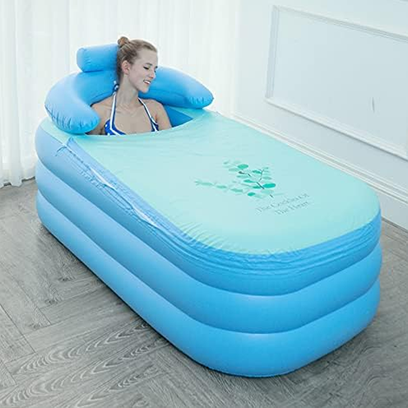 Inflatable Bathtub 63 x 33.1 x 29.1 Inch Blue PVC