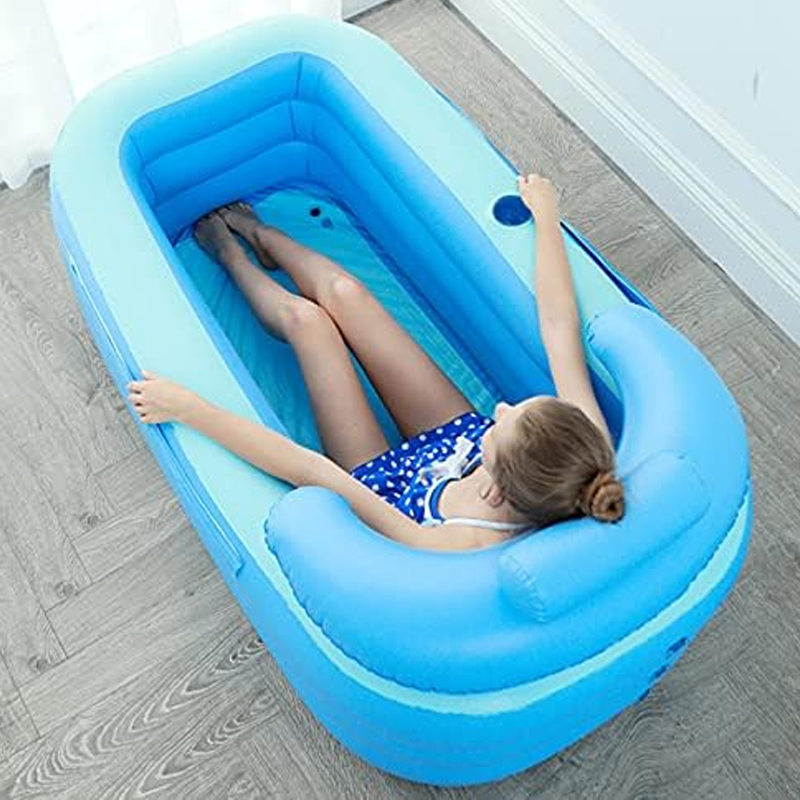 Inflatable Bathtub 63 x 33.1 x 29.1 Inch Blue PVC