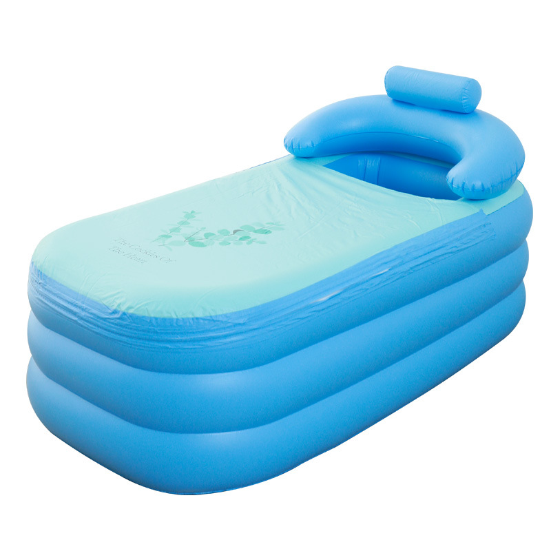 Inflatable Bathtub 63 x 33.1 x 29.1 Inch Blue PVC