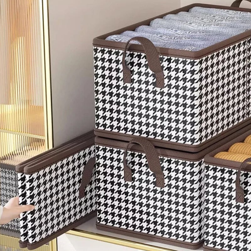 Jeans Organizer Foldable 15.7 x 11 x 7.9 Inch Houndstooth