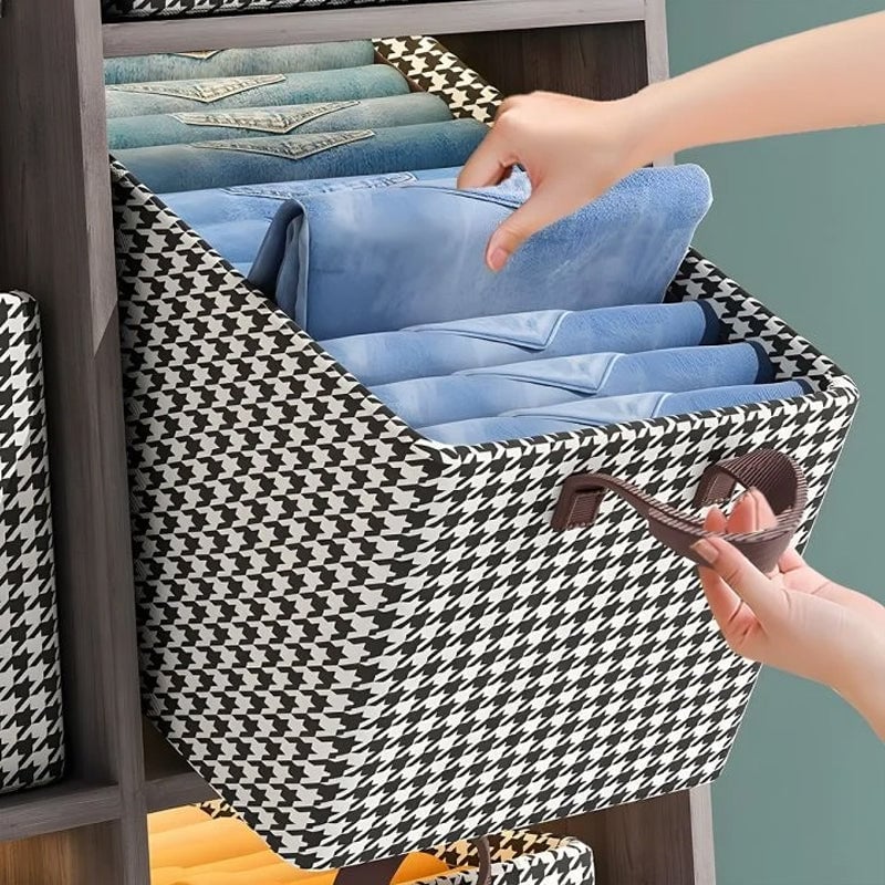 Jeans Organizer Foldable 15.7 x 11 x 7.9 Inch Houndstooth