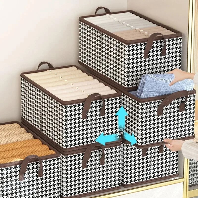 Jeans Organizer Foldable 15.7 x 11 x 7.9 Inch Houndstooth