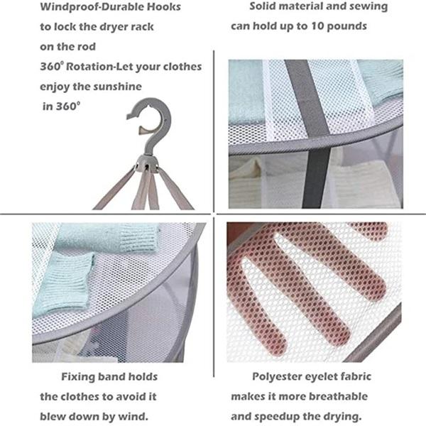 Mesh Drying Basket Hanging 2 Layer Foldable Gray