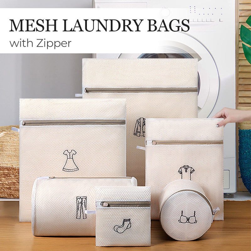 Mesh Laundry Bags with Zipper Set of 6 Assorted Sizes