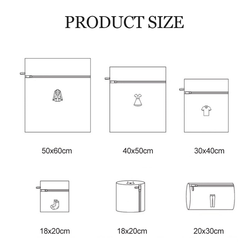 Mesh Laundry Bags with Zipper Set of 6 Assorted Sizes