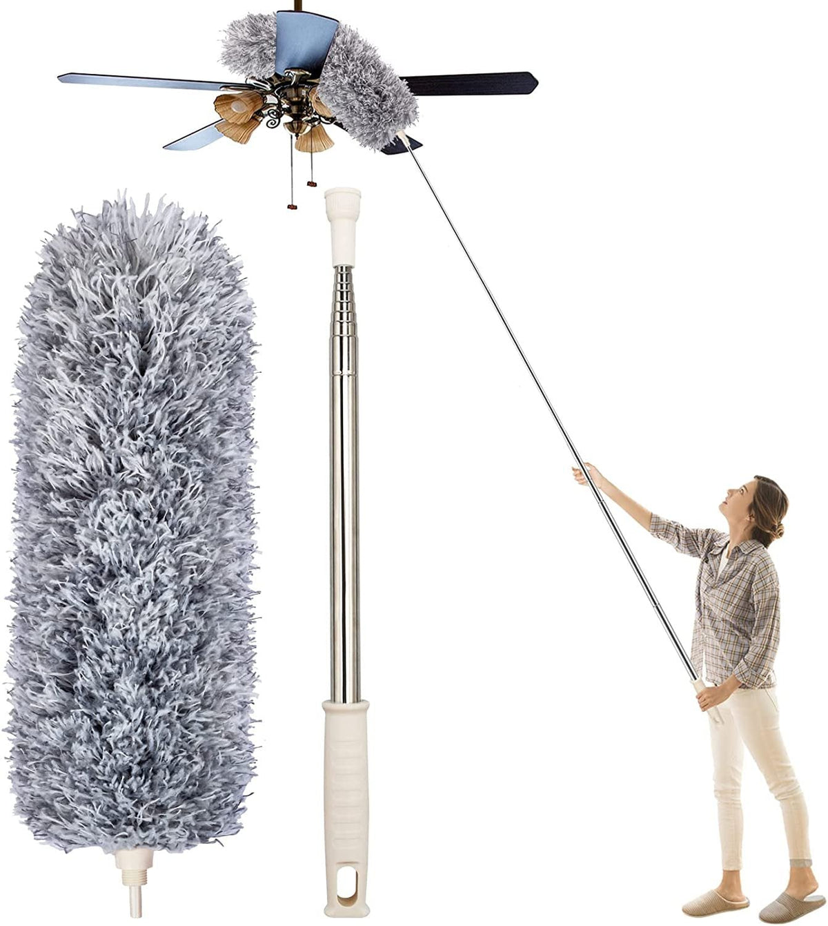 Microfiber Duster with Telescopic Pole up to 100 Inch