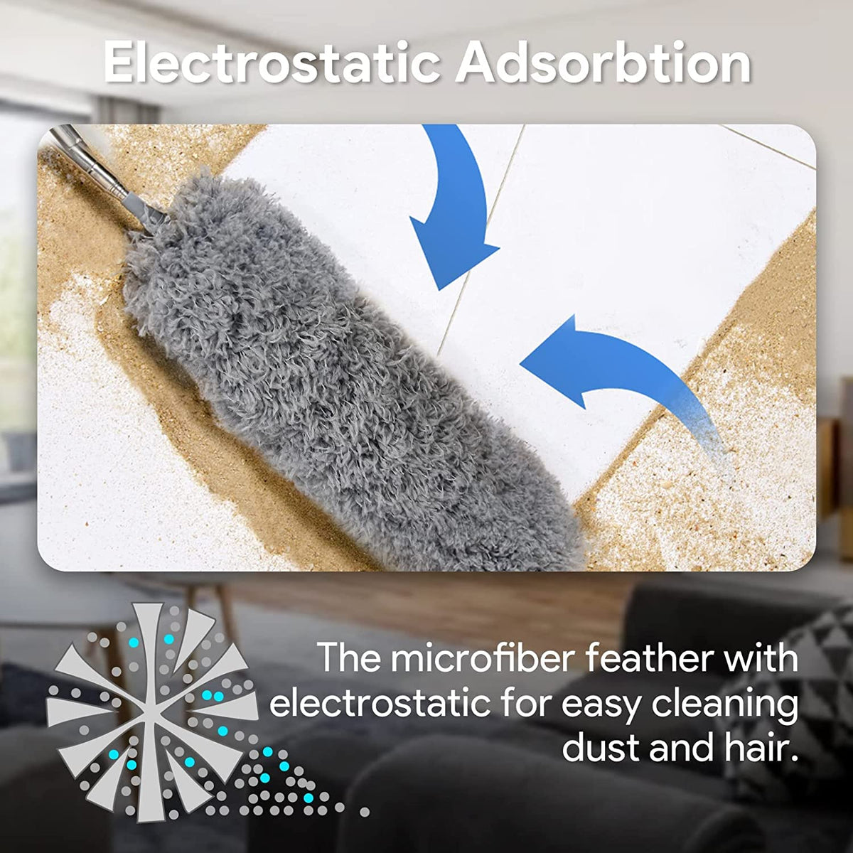 Microfiber Duster with Telescopic Pole up to 100 Inch