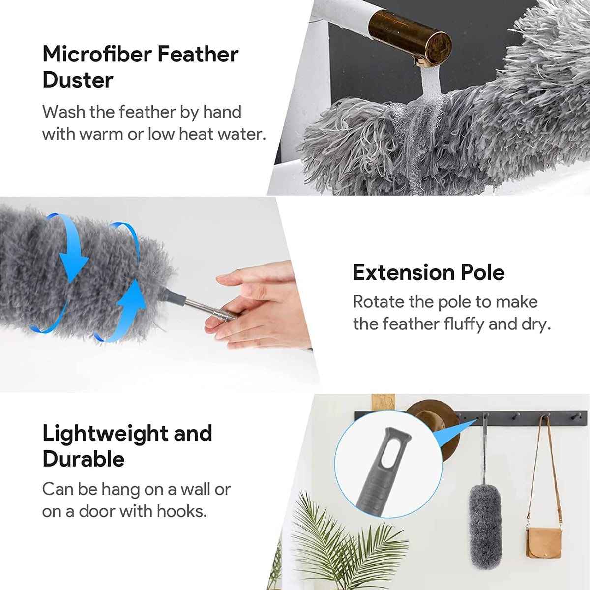 Microfiber Duster with Telescopic Pole up to 100 Inch