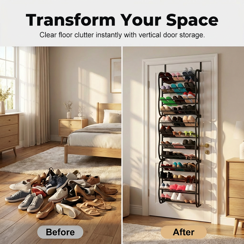 Over the Door Shoe Rack 12 Tier 71.3 Inch Metal