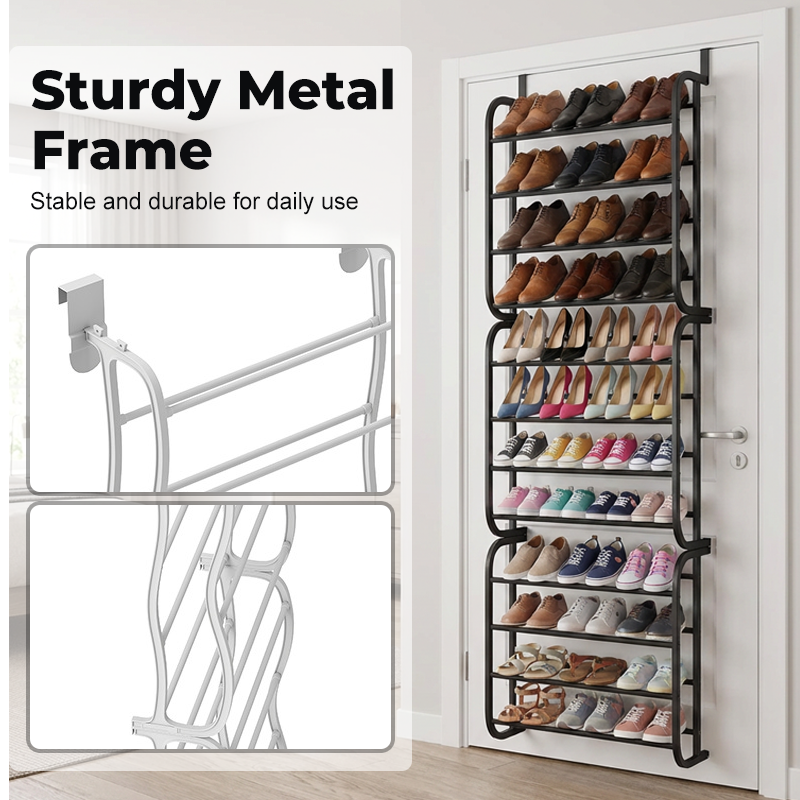 Over the Door Shoe Rack 12 Tier 71.3 Inch Metal