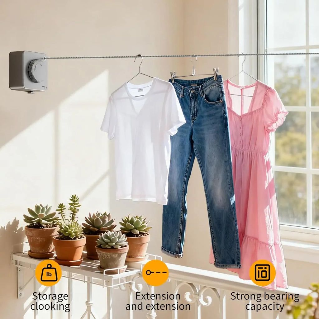 Retractable Clothesline Stainless Steel Cable Wall Mounted