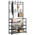 Shoe and Coat Rack with Hooks 4 or 5 Tier Black