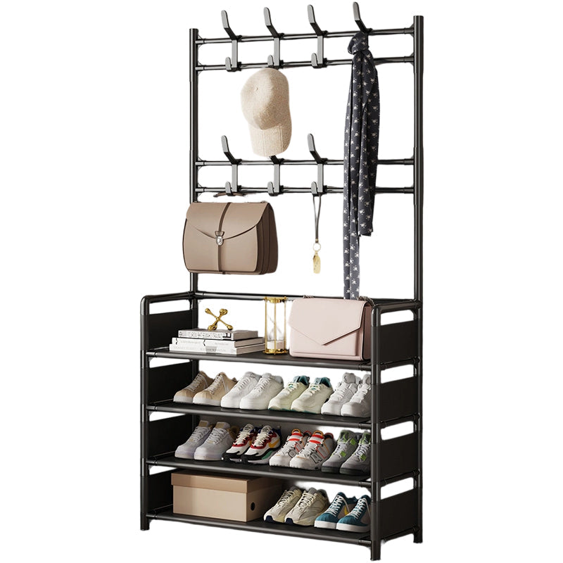 Shoe and Coat Rack with Hooks 4 or 5 Tier Black