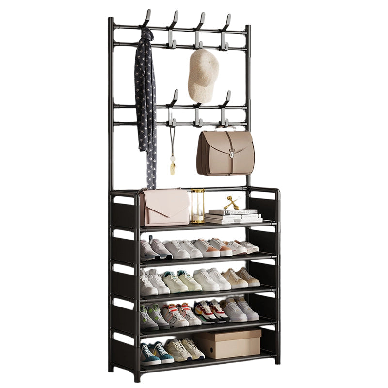 Shoe and Coat Rack with Hooks 4 or 5 Tier Black