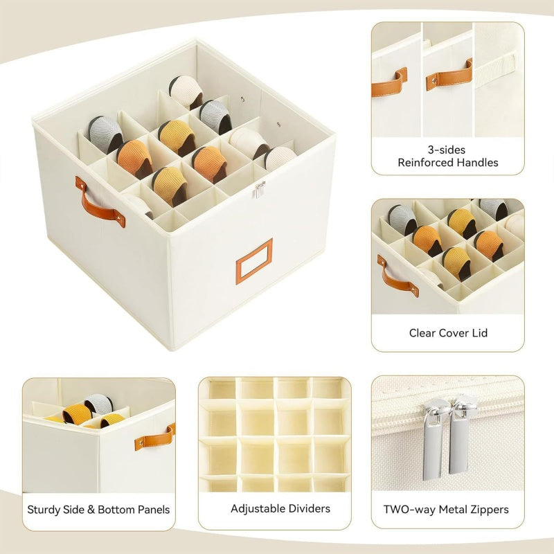 Shoe Storage Box Foldable 14.2 x 14.2 x 11.8 Inch with Clear Lid