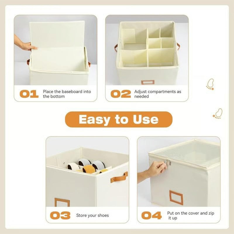 Shoe Storage Box Foldable 14.2 x 14.2 x 11.8 Inch with Clear Lid