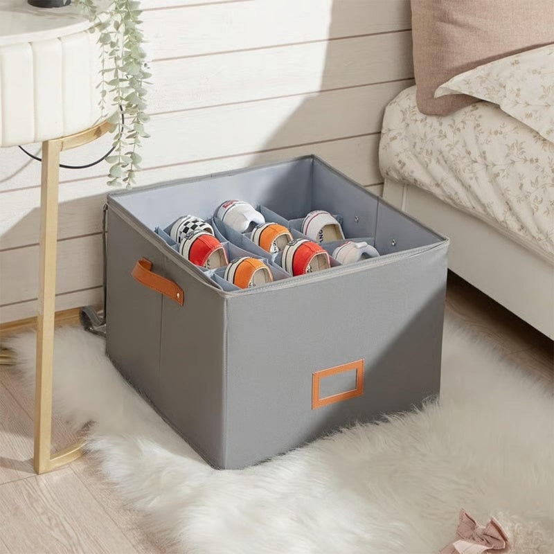 Shoe Storage Box Foldable 14.2 x 14.2 x 11.8 Inch with Clear Lid