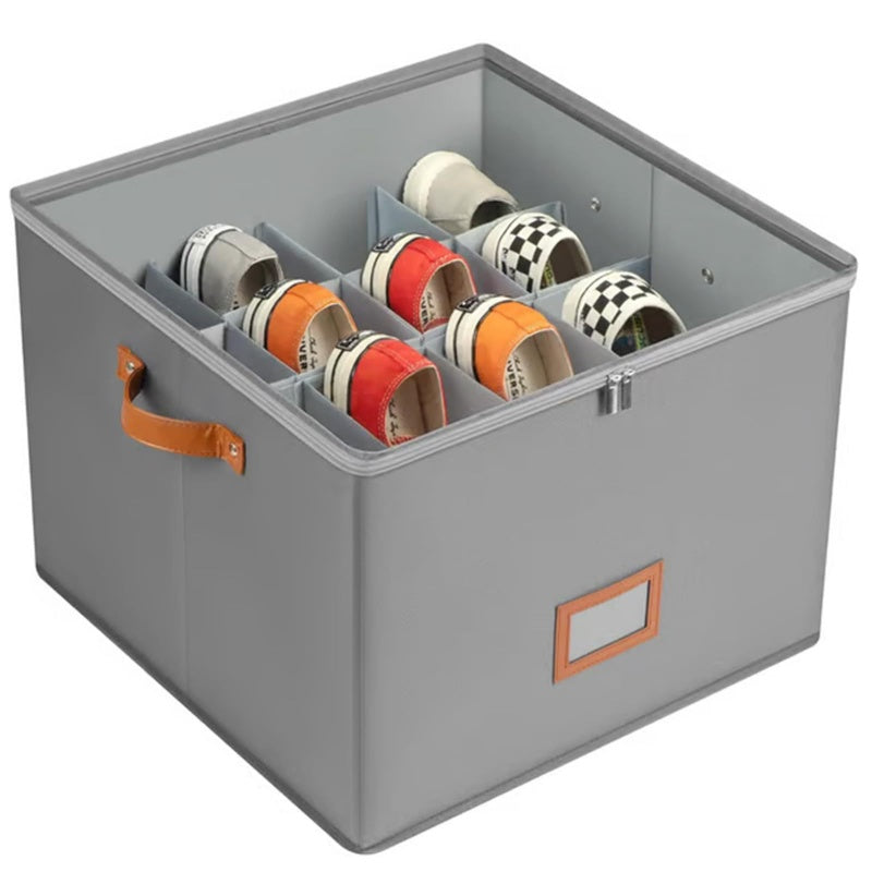 Shoe Storage Box Foldable 14.2 x 14.2 x 11.8 Inch with Clear Lid