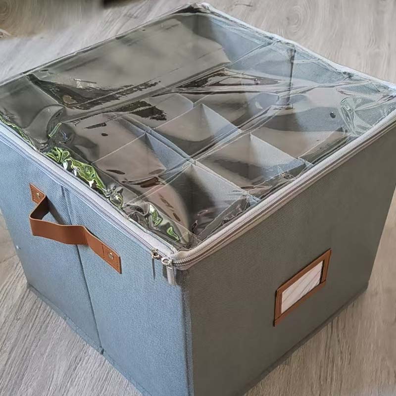 Shoe Storage Box Foldable 14.2 x 14.2 x 11.8 Inch with Clear Lid
