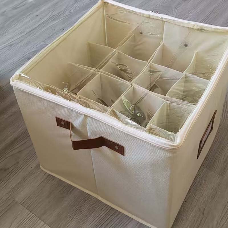 Shoe Storage Box Foldable 14.2 x 14.2 x 11.8 Inch with Clear Lid