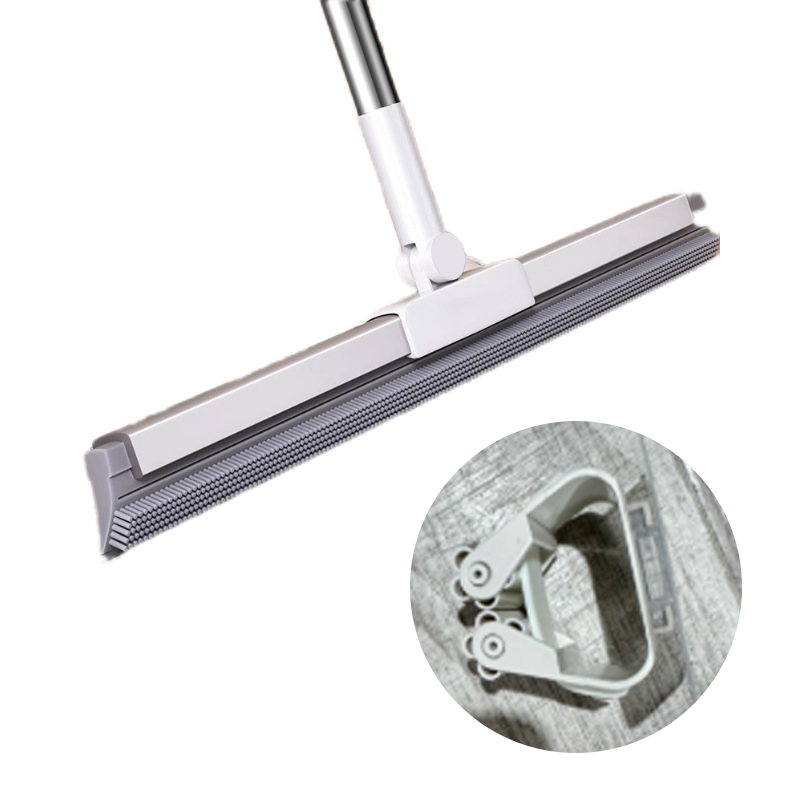Silicone Broom and Squeegee 2 in 1 Long Handle Gray