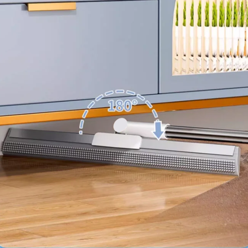 Silicone Broom and Squeegee 2 in 1 Long Handle Gray
