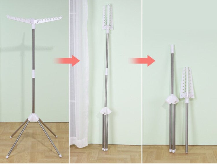 Standing Clothes Drying Rack Folding Stainless Steel 1 to 3 Layer