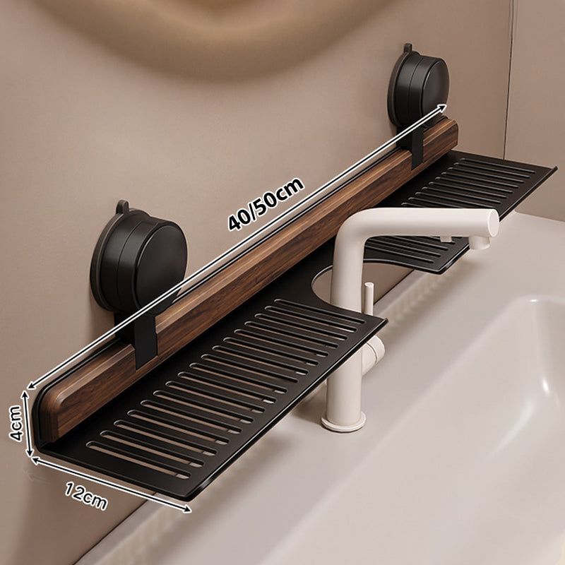 Suction Cup Bathroom Shelf Walnut 15.7 or 19.7 Inch